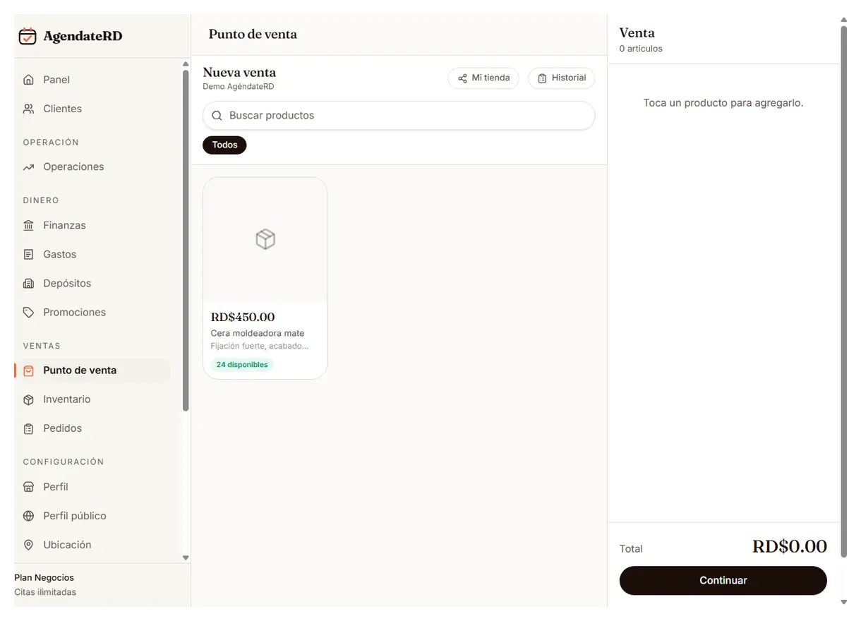 Punto de venta para cobrar productos en el mostrador con su stock disponible